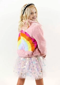 Rainbow Faux Fur Coat -Clothing Shop jackets bombers rainbow faux fur coat lola the boys 28339245383782