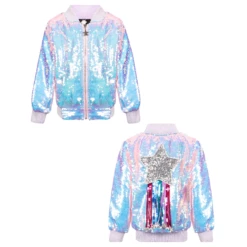 Shooting Star Sequin Bomber -Clothing Shop jackets bombers shooting star sequin bomber lola the boys 29618806521958