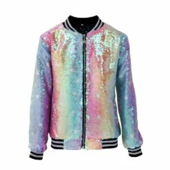 Women's Care Bears Cheer Bear Sequin Flip Bomber -Clothing Shop jackets bombers women care bears cheer bear sequin flip bomber lola the boys 28318390747238