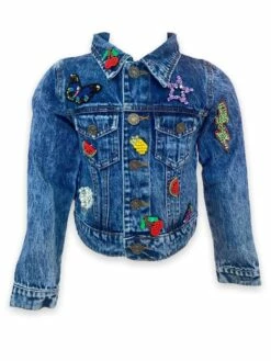 Women's Beaded Crystal Fruit Crop Denim Jacket -Clothing Shop jackets bombers women s beaded crystal fruit crop denim jacket lola the boys 29100231688294