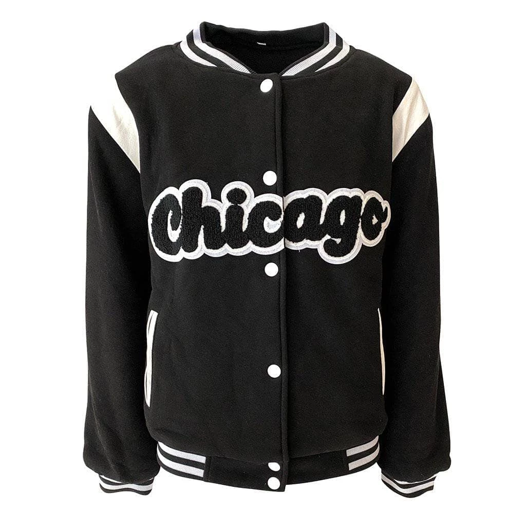 Women's Chicago Varsity Bomber Jacket 6 Women's Chicago Varsity Bomber Jacket - Image 6