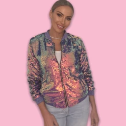 Women's Magic Mermaid Sequin Bomber 8 Women's Magic Mermaid Sequin Bomber -Clothing Shop jackets bombers women s magic mermaid sequin bomber lola the boys 29138628673638