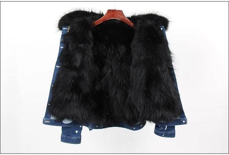 Women’s Ombre Fur Denim Jacket 7 Women’s Ombre Fur Denim Jacket - Image 7