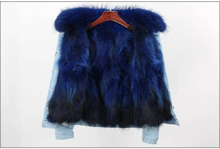Women’s Ombre Fur Denim Jacket 8 Women’s Ombre Fur Denim Jacket - Image 8