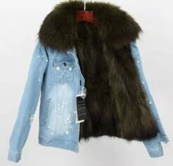 Women’s Ombre Fur Denim Jacket 23 Women’s Ombre Fur Denim Jacket -Clothing Shop jackets bombers women s navy ombre fur denim jacket lola the boys 28794633945190