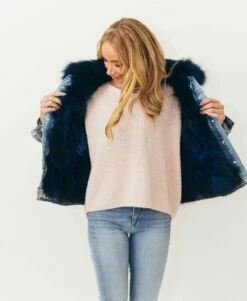 Women’s Ombre Fur Denim Jacket 27 Women’s Ombre Fur Denim Jacket -Clothing Shop jackets bombers women s navy ombre fur denim jacket lola the boys 29500741976166