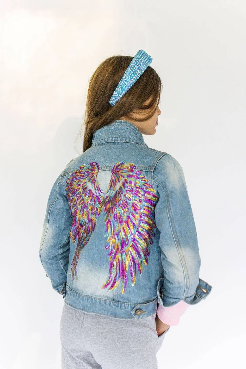 Women's Neon Angel Wings Denim Jacket 3 Women's Neon Angel Wings Denim Jacket - Image 3