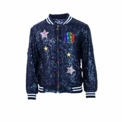 Womens Rainbow Emoji Sequin Bomber -Clothing Shop jackets bombers womens rainbow emoji sequin bomber lola the boys 29500340568166
