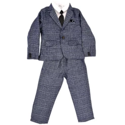 Navy Plaid Three-Piece Suit 6 Navy Plaid Three-Piece Suit -Clothing Shop navy plaid three piece suit lola the boys 28800831488102
