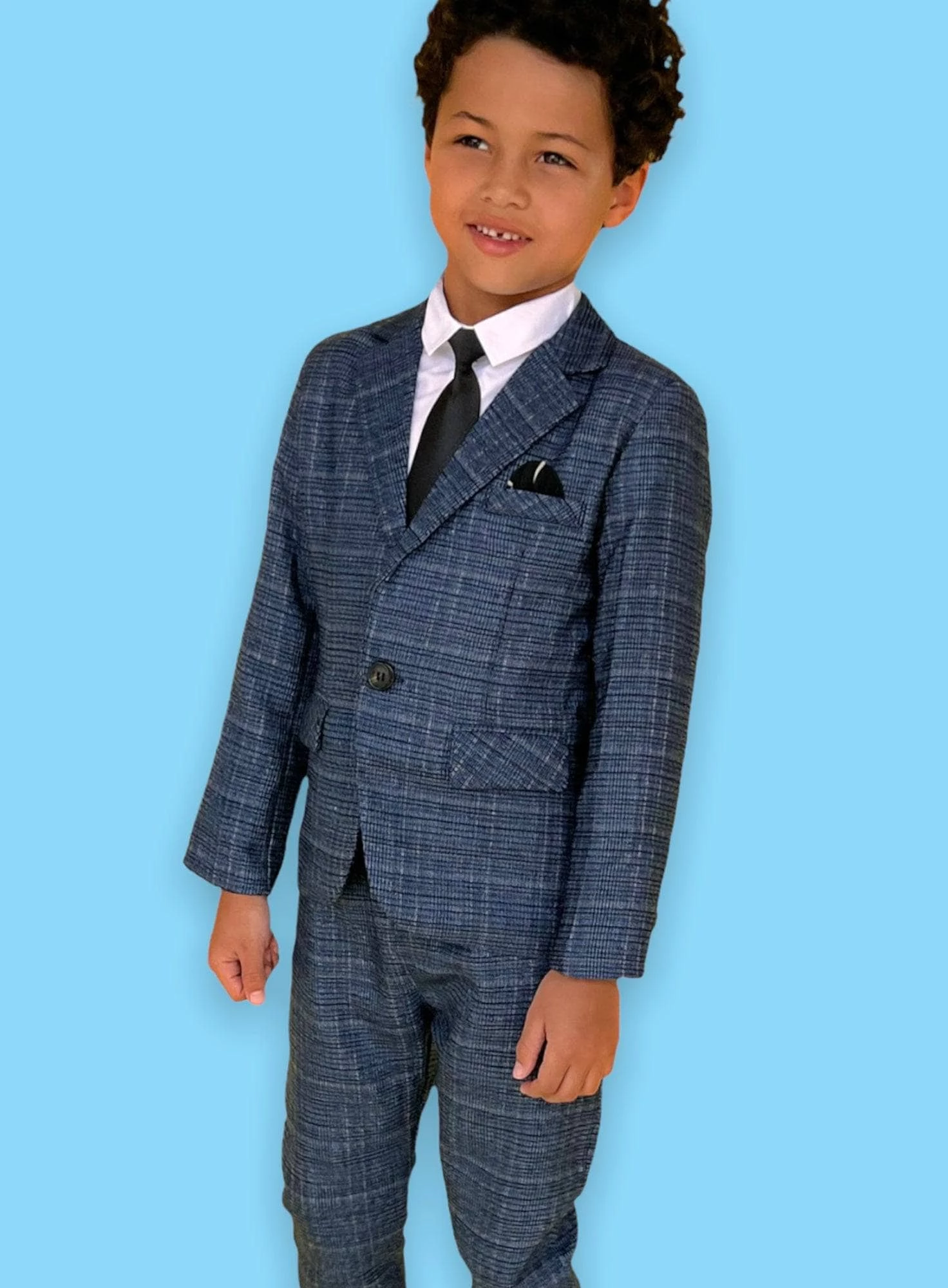 Navy Plaid Three-Piece Suit 1 Navy Plaid Three-Piece Suit
