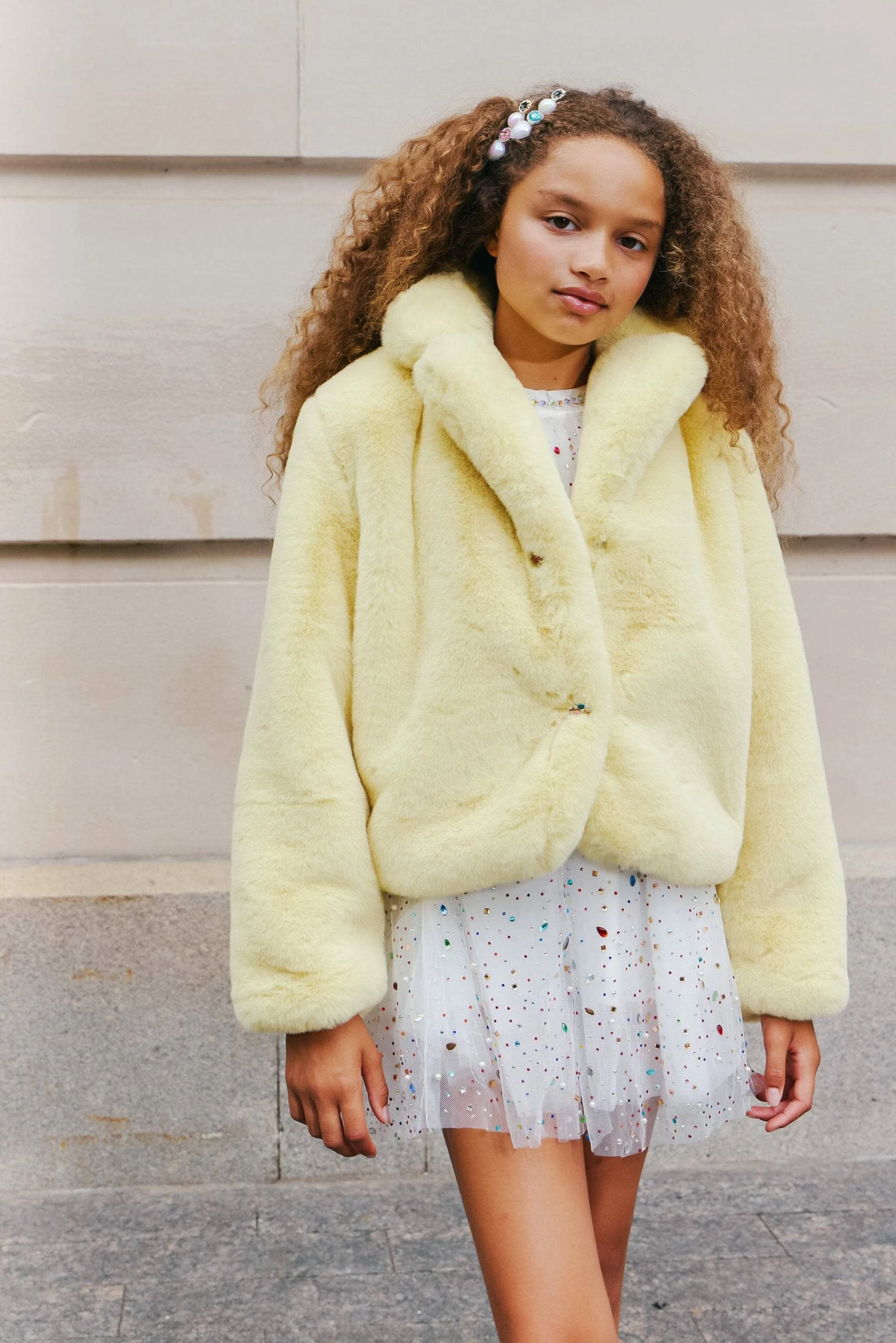 Little Miss Sunshine Faux Fur Jacket 1 Little Miss Sunshine Faux Fur Jacket