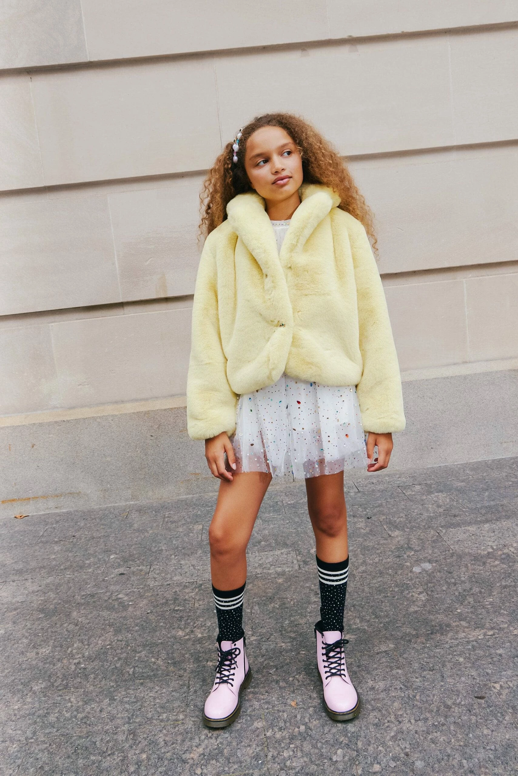 Little Miss Sunshine Faux Fur Jacket 2 Little Miss Sunshine Faux Fur Jacket - Image 2