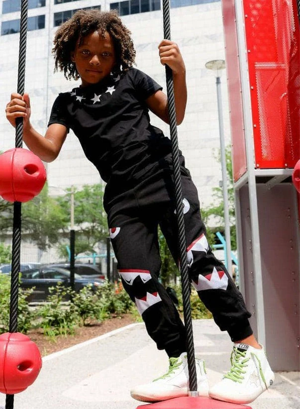 Shark Boy Black Joggers 2 Shark Boy Black Joggers - Image 2