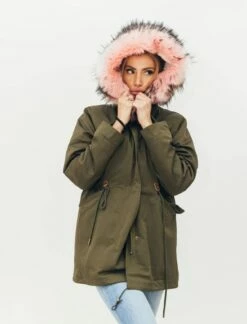 Women's Muted Green Faux Fur Parka -Clothing Shop parkas furs women s muted green faux fur parka lola the boys 29499066384486