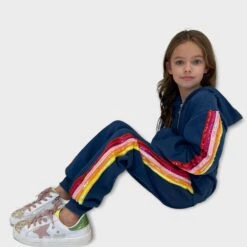 Navy Sequin Hoodie Trackset 7 Navy Sequin Hoodie Trackset -Clothing Shop set rainbow sequin navy joggers hoodie set lola the boys 28625073963110