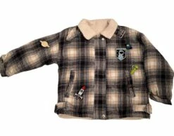 Plush Plaid Space Jacket -Clothing Shop shearling plaid space jacket lola the boys 28946709839974