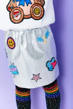 Silver Patch Mini Skirt -Clothing Shop silver patch mini skirt lola the boys 29283652206694