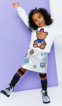 Silver Patch Mini Skirt -Clothing Shop silver patch mini skirt lola the boys 29283652272230