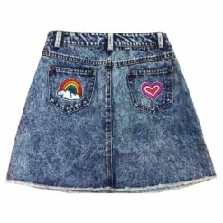 All About The Patch Denim Skirt -Clothing Shop skirts all about the patch denim skirt lola the boys 15481910460518