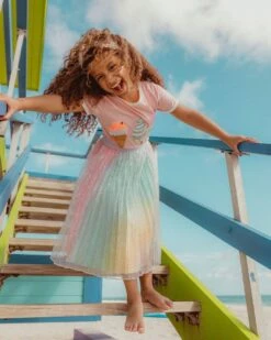 Women's Sparkly Rainbow Midi Skirt -Clothing Shop skirts womens sparkly rainbow midi skirt lola the boys 29500382150758