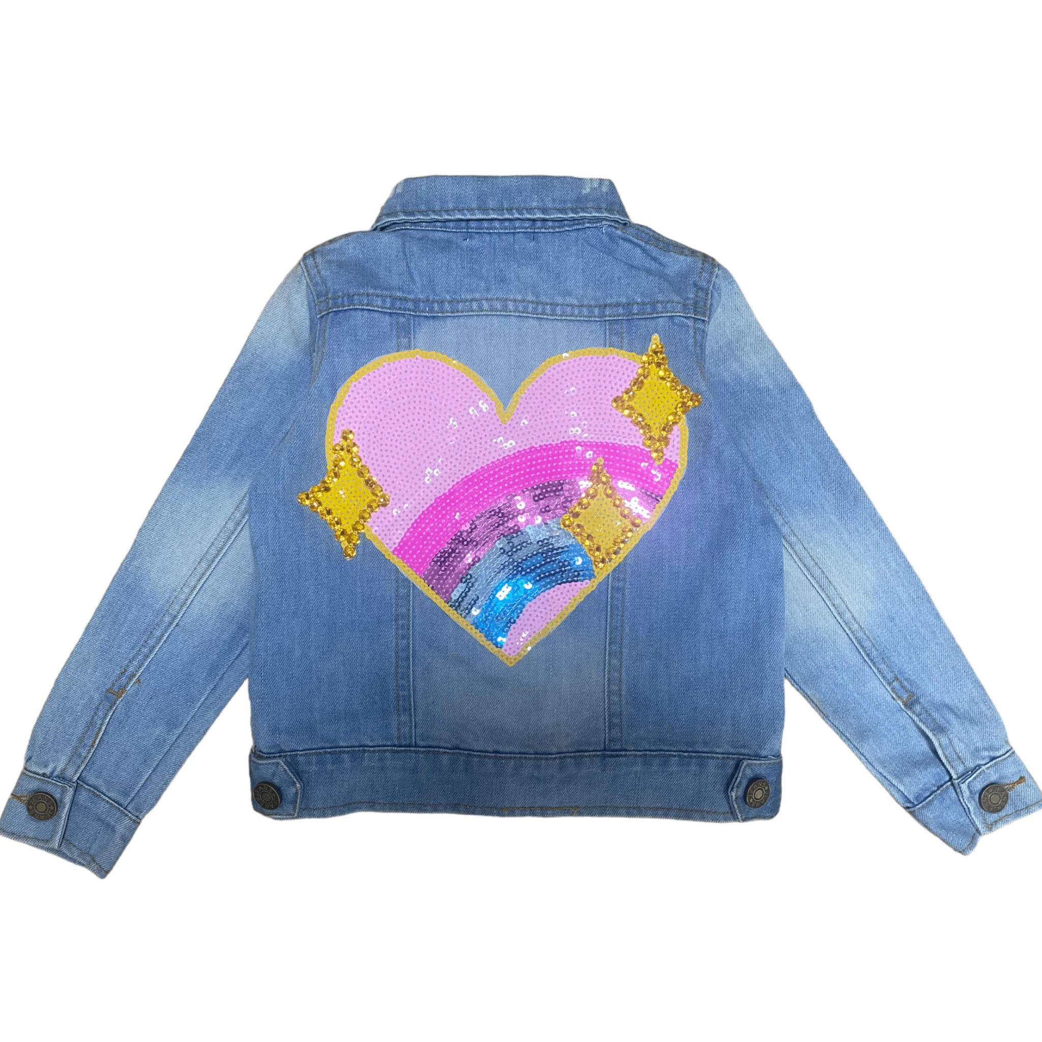 Sparkle Rainbow Heart Denim Jacket 5 Sparkle Rainbow Heart Denim Jacket - Image 5