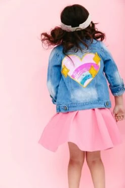Sparkle Rainbow Heart Denim Jacket 8 Sparkle Rainbow Heart Denim Jacket -Clothing Shop sparkle rainbow heart denim jacket lola the boys 29466157842534