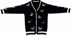 Butterfly Patch Cardigan 12 Butterfly Patch Cardigan -Clothing Shop sweaters sweatshirts butterfly patch cardigan lola the boys 29649663885414