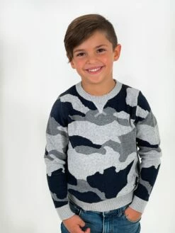 Grey Camo Flash Patch Sweater