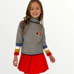 Rainbow Striped Turtleneck -Clothing Shop sweaters sweatshirts rainbow striped turtleneck lola the boys 28589355139174