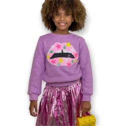 Star Lips Sweatshirt -Clothing Shop sweaters sweatshirts star lips lavender sweatshirt lola the boys 28428771786854