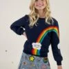 Womens Smiley Cloud Rainbow Sweatshirt