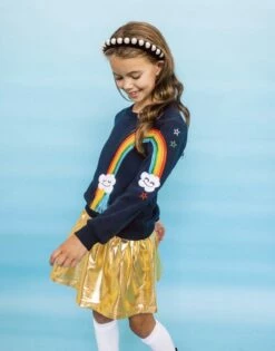 Womens Smiley Cloud Rainbow Sweatshirt -Clothing Shop sweaters sweatshirts womens smiley cloud rainbow sweatshirt lola the boys 29500357116006