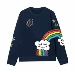Womens Smiley Cloud Rainbow Sweatshirt -Clothing Shop sweaters sweatshirts womens smiley cloud rainbow sweatshirt lola the boys 29500357247078