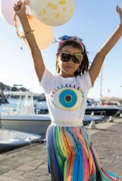 Women's White Rainbow Evil Eye Tee 9 Women's White Rainbow Evil Eye Tee -Clothing Shop tees women s white rainbow evil eye tee lola the boys 28300871303270