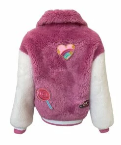 Varsity Patch Faux Fur Bomber -Clothing Shop varsity patch faux fur bomber pre order ships 9 16 lola the boys 29145229099110