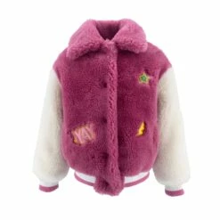 Varsity Patch Faux Fur Bomber -Clothing Shop varsity patch faux fur bomber pre order ships 9 16 lola the boys 29199566700646