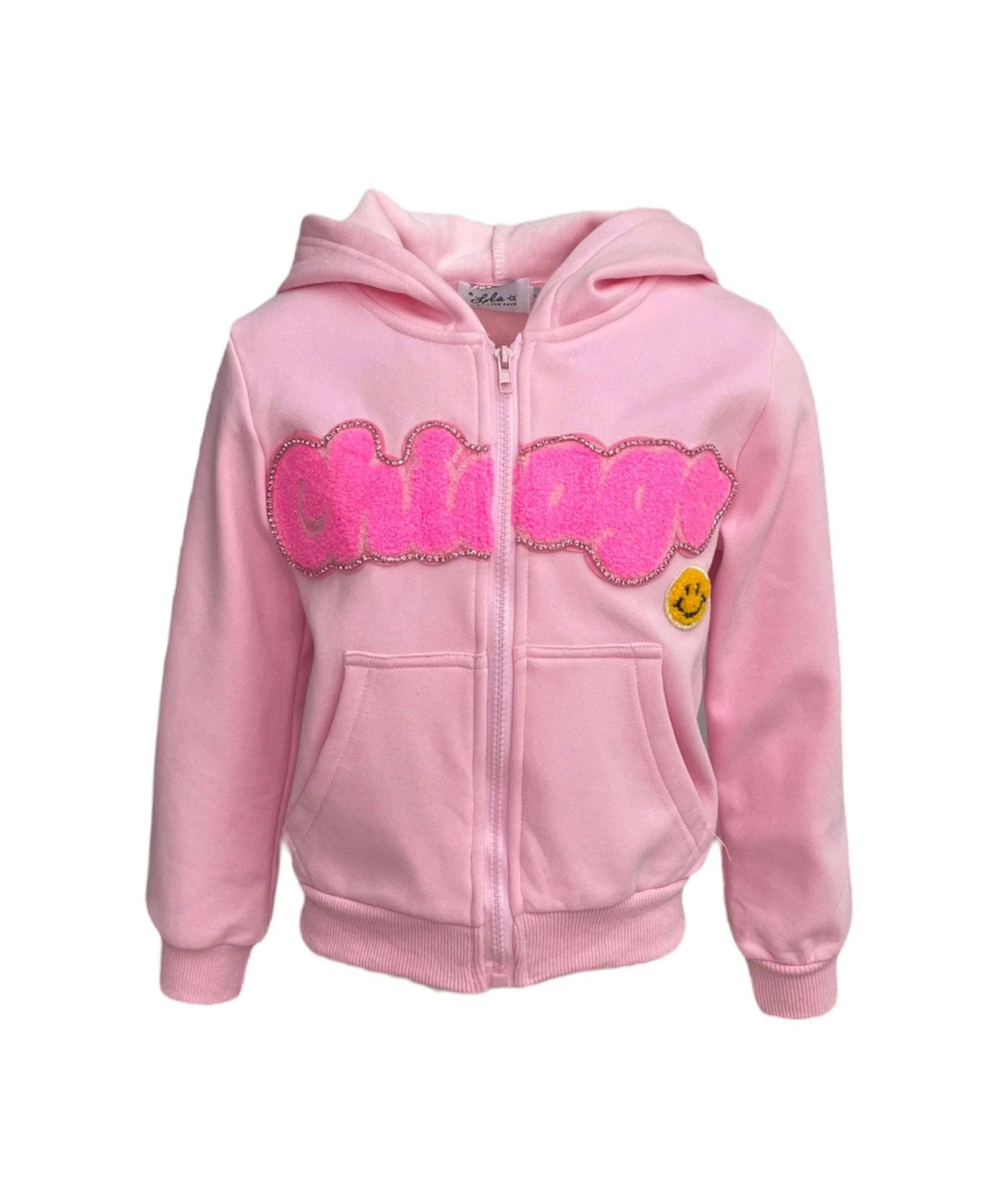 Women's Smiley Crystal CHICAGO Zip Hoodie 1 Women's Smiley Crystal CHICAGO Zip Hoodie