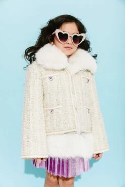 Womens Snow White Tweed Coat -Clothing Shop womens snow white tweed coat lola the boys 29500279980134