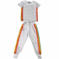 Womens White Rainbow Sequin Jogger Set -Clothing Shop womens white rainbow sequin jogger set lola the boys 29500376383590