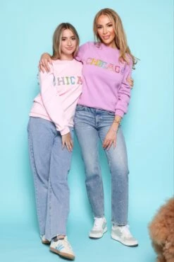 Women's Chicago Gem Sweatshirt - Pink -Clothing Shop womens women s chicago gem sweatshirt pink lola the boys 29669690081382