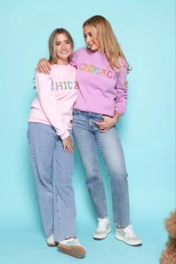Women's Chicago Gem Sweatshirt - Pink -Clothing Shop womens women s chicago gem sweatshirt pink lola the boys 29669690114150