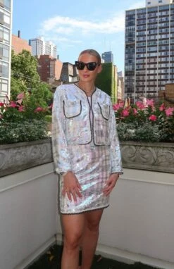 Women's Shimmer Sequin Houndstooth Set